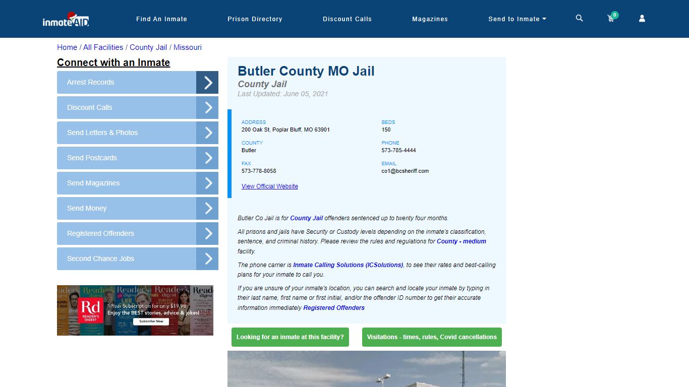 Butler County MO Jail - Inmate Locator - Poplar Bluff, MO