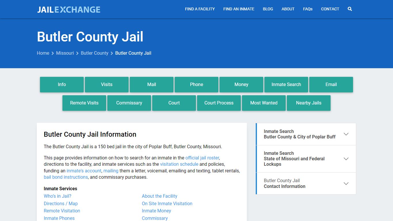 Butler County Jail, MO Inmate Search, Information